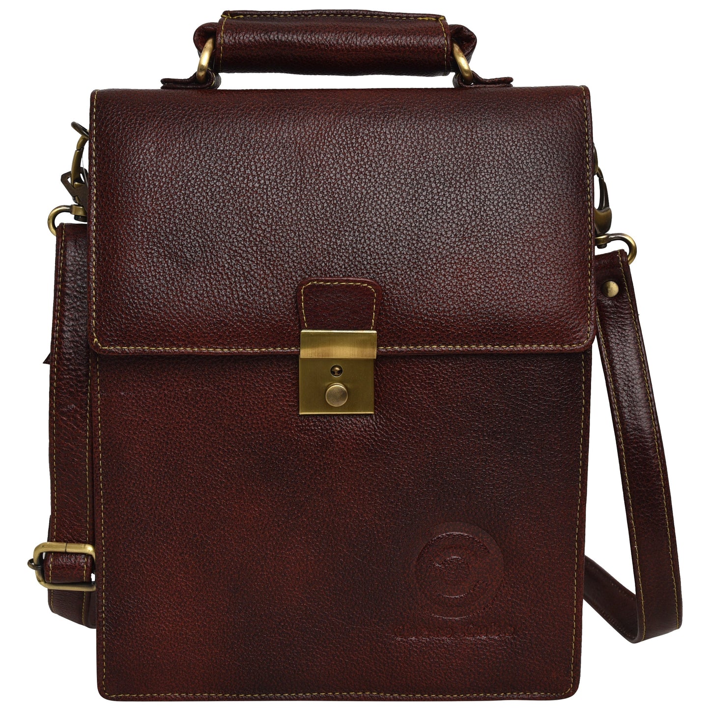 Cuero Cubo Unisex Genuine Leather Sling Bag (CC/SB/0001/Brown)