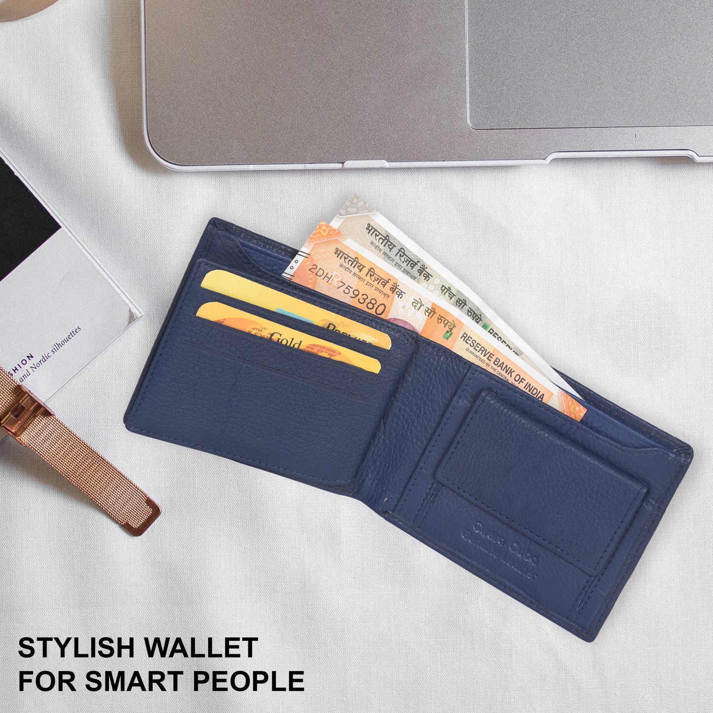 Cuero Cubo Men Formal, Casual, Ethnic, Evening/Party Blue Genuine Leather Wallet