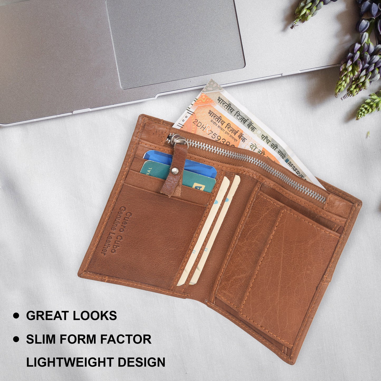 Cuero Cubo Men Formal, Casual, Brown Genuine Leather Wallet