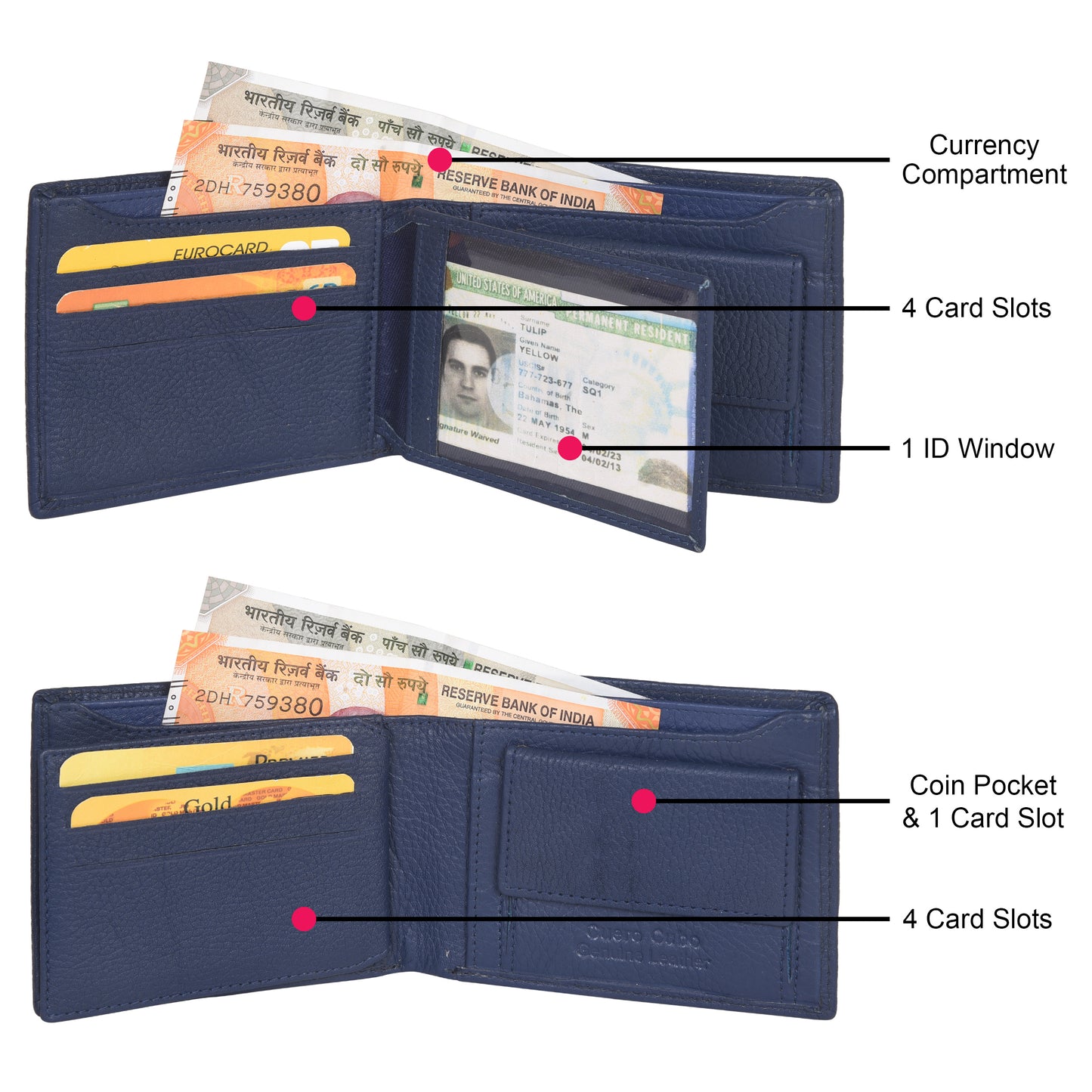 Cuero Cubo Men Formal, Casual, Ethnic, Evening/Party Blue Genuine Leather Wallet