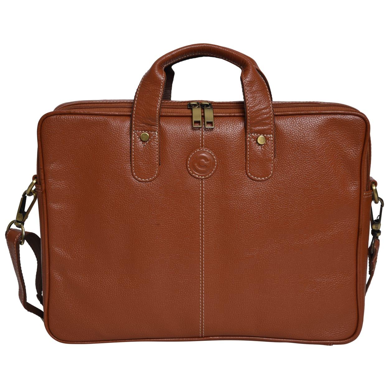 Cuero Cubo 14 Inch Laptop Bag Original Leather Waterproof Laptop Sleeve/Cover (Tan)