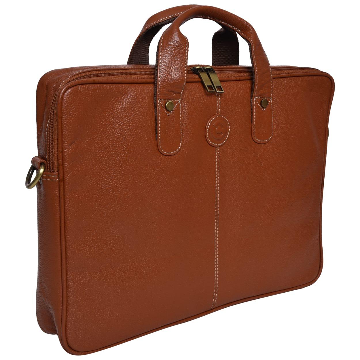Cuero Cubo 14 Inch Laptop Bag Original Leather Waterproof Laptop Sleeve/Cover (Tan)