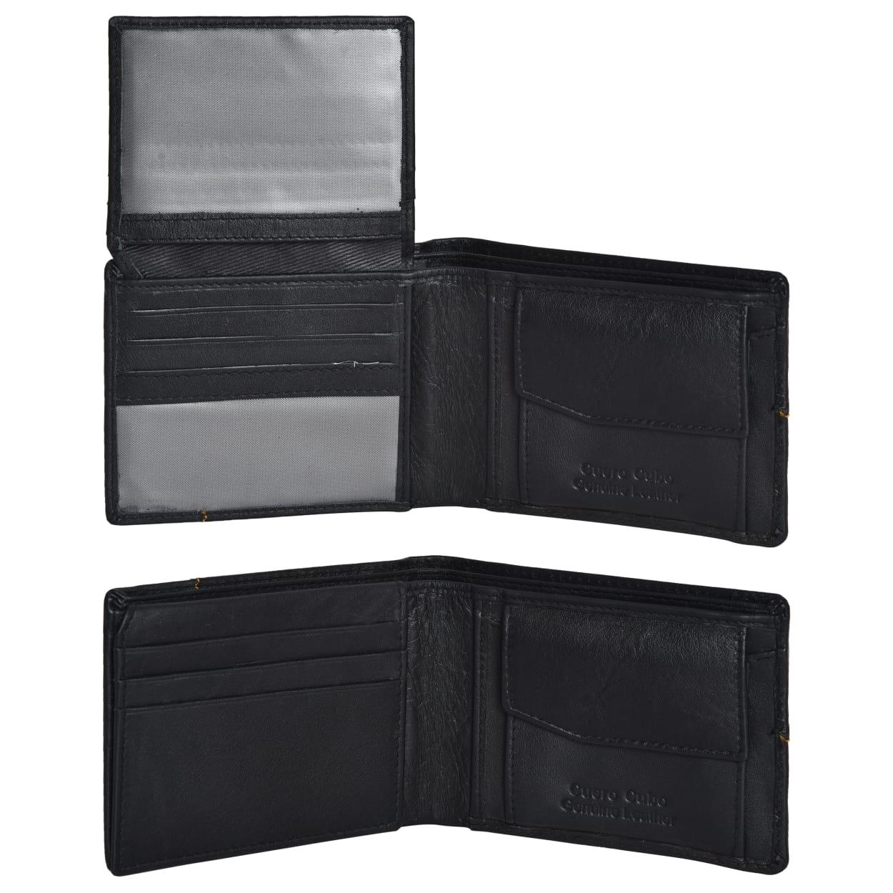 Cuero Cubo Men Black Genuine Leather Wallet