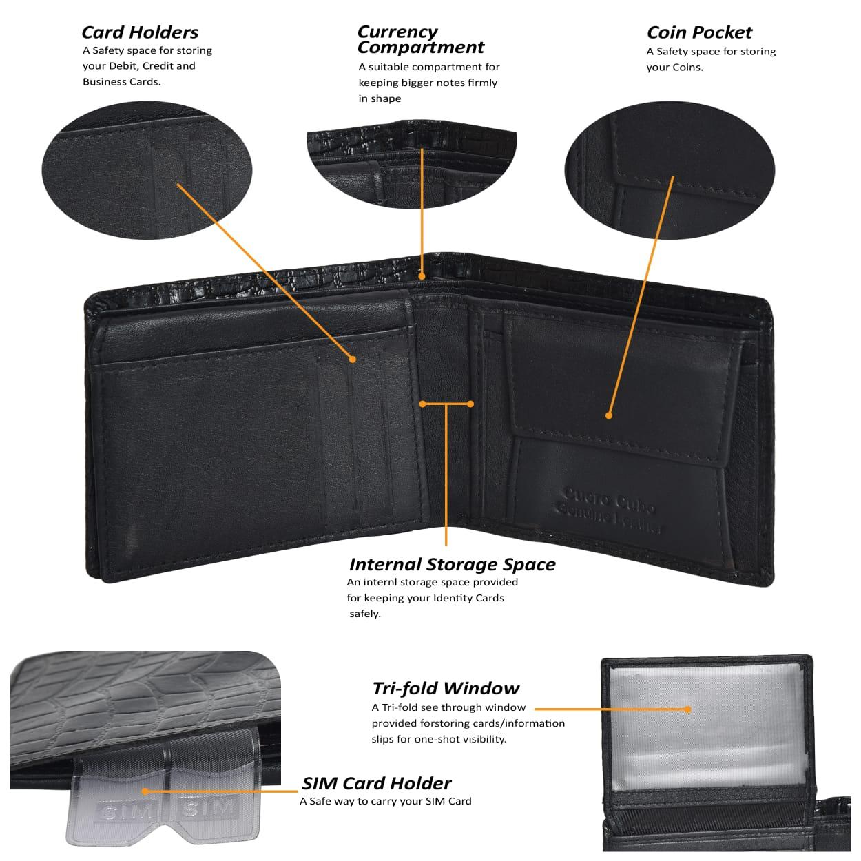 Cuero Cubo Men Casual, Formal, Ethnic, Evening/Party Black Genuine Leather Wallet