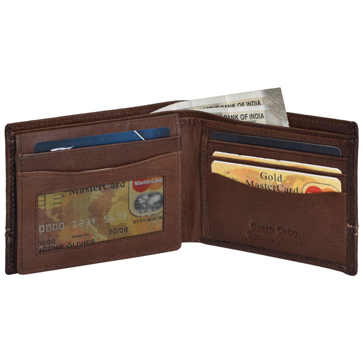 Cuero Cubo Men Tan (Dark Brown) Genuine Leather Wallet
