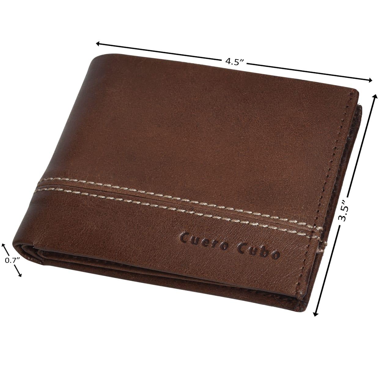 Cuero Cubo Men Tan (Dark Brown) Genuine Leather Wallet