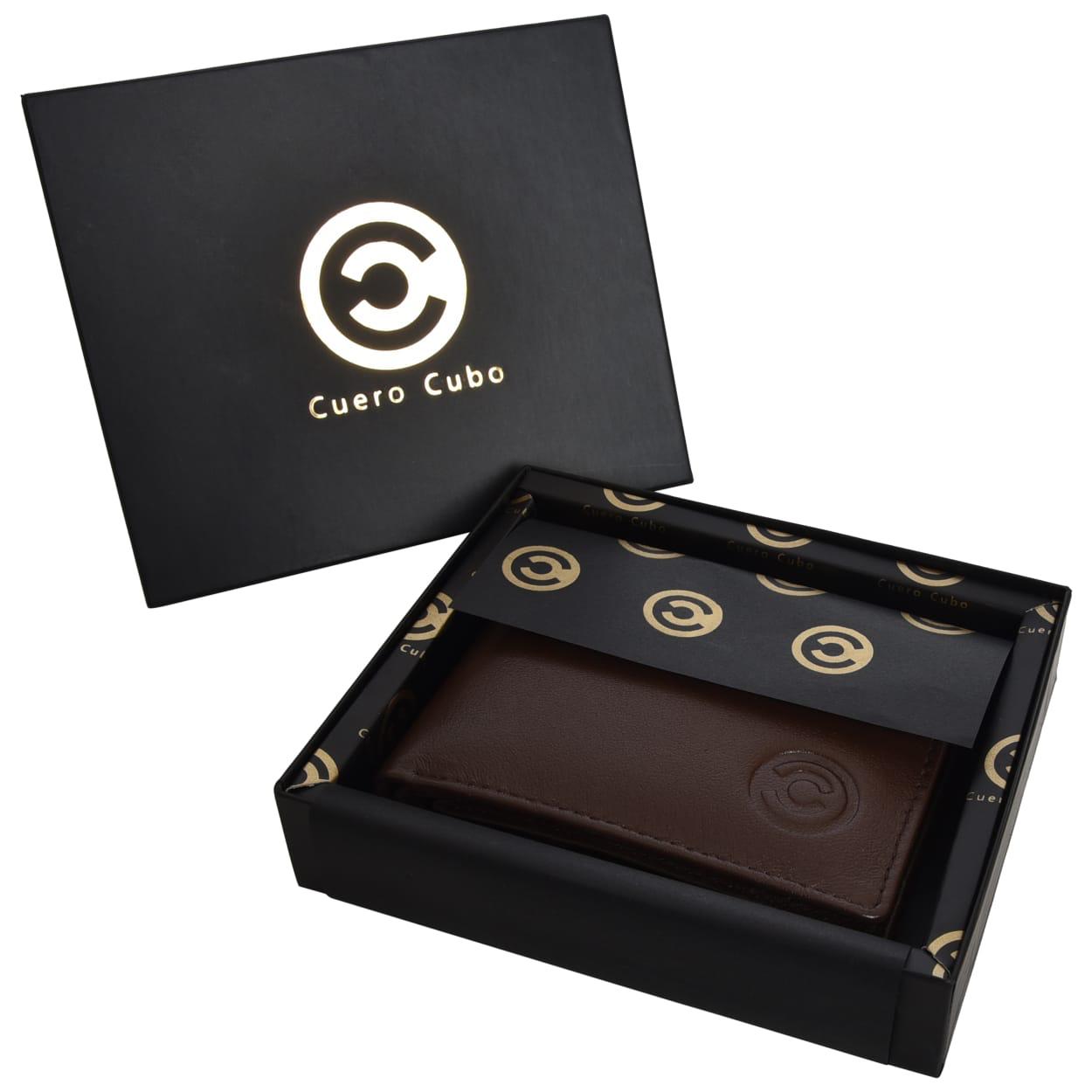 Cuero Cubo Men Trendy Brown Genuine Leather Wallet