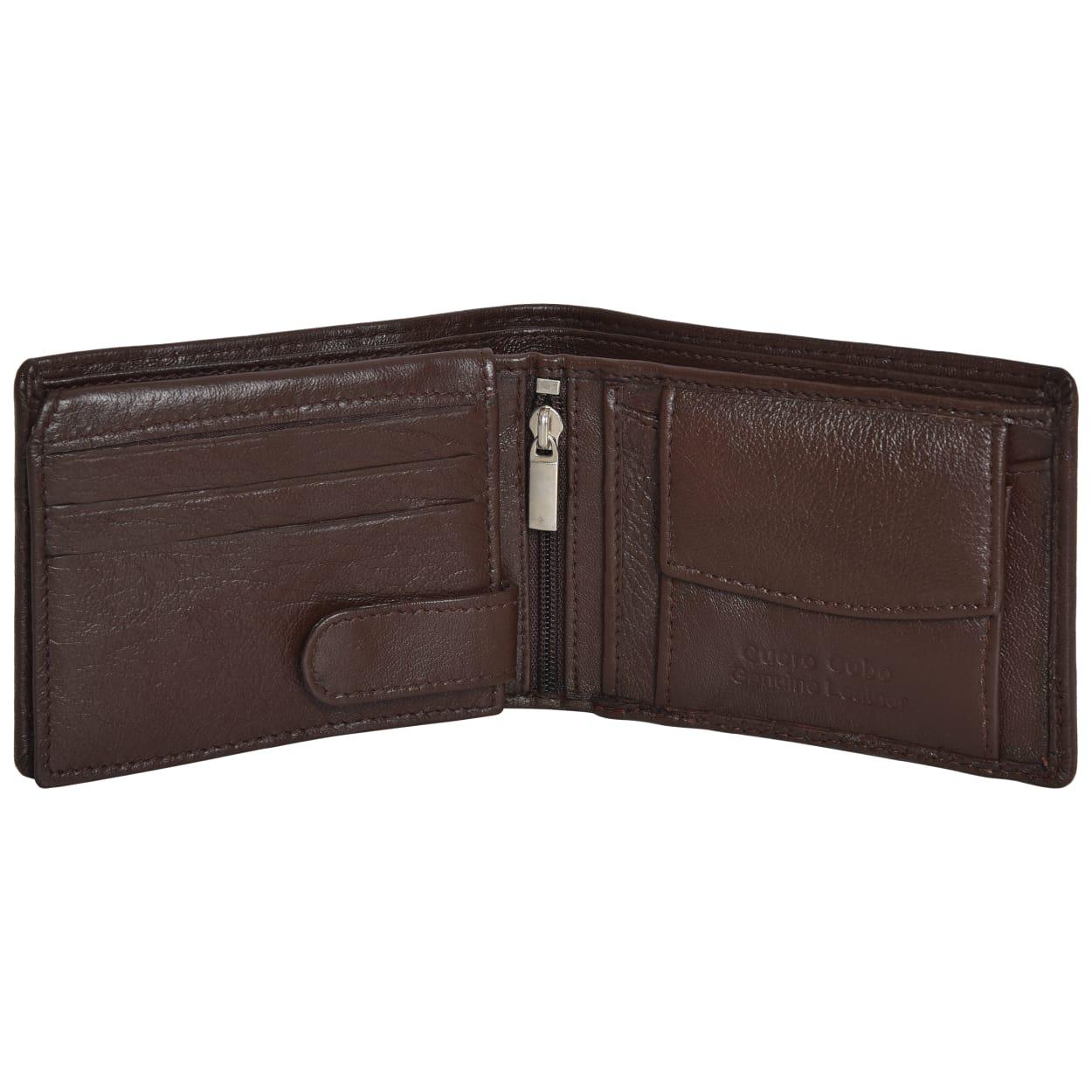 Cuero Cubo Men Trendy Brown Genuine Leather Wallet