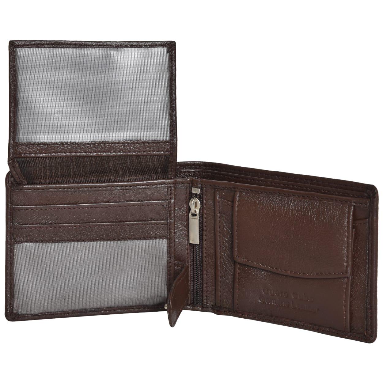 Cuero Cubo Men Trendy Brown Genuine Leather Wallet