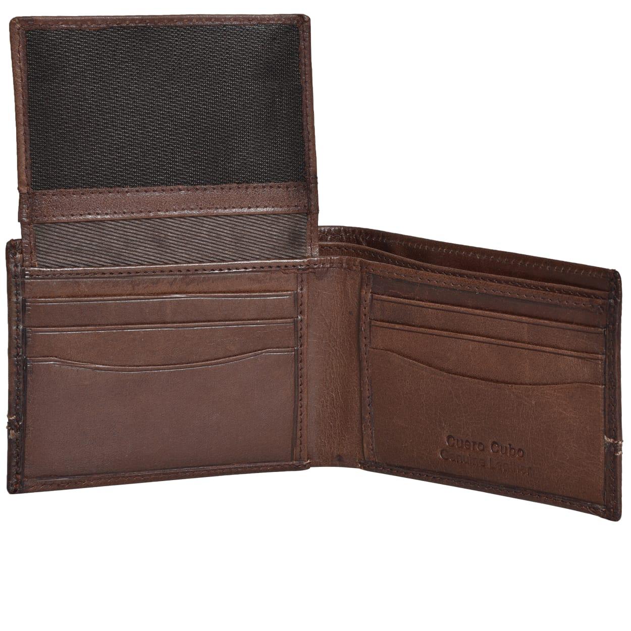 Cuero Cubo Men Tan (Dark Brown) Genuine Leather Wallet