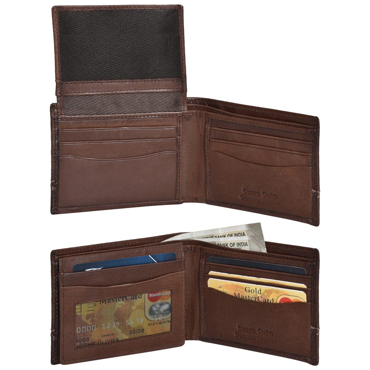 Cuero Cubo Men Tan (Dark Brown) Genuine Leather Wallet