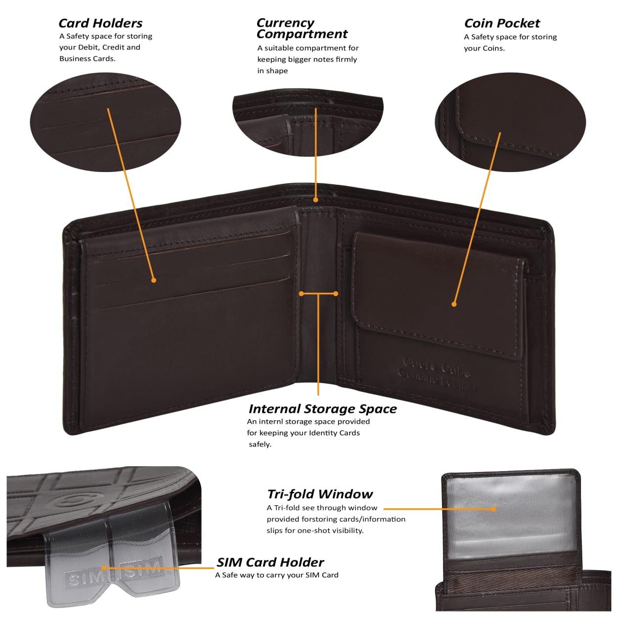 Cuero Cubo Brown Genuine Leather Men Wallet