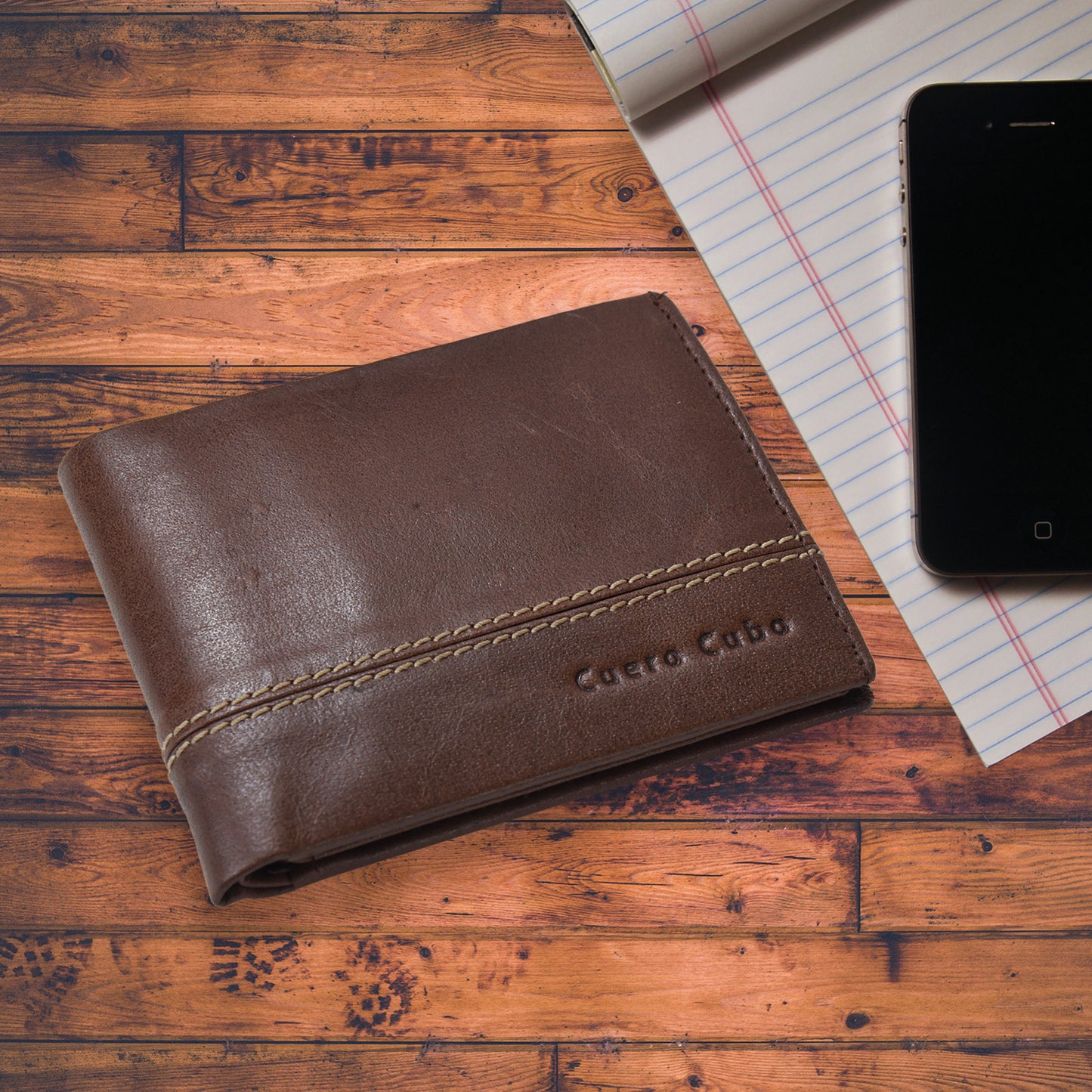 Cuero Cubo Men Tan (Dark Brown) Genuine Leather Wallet
