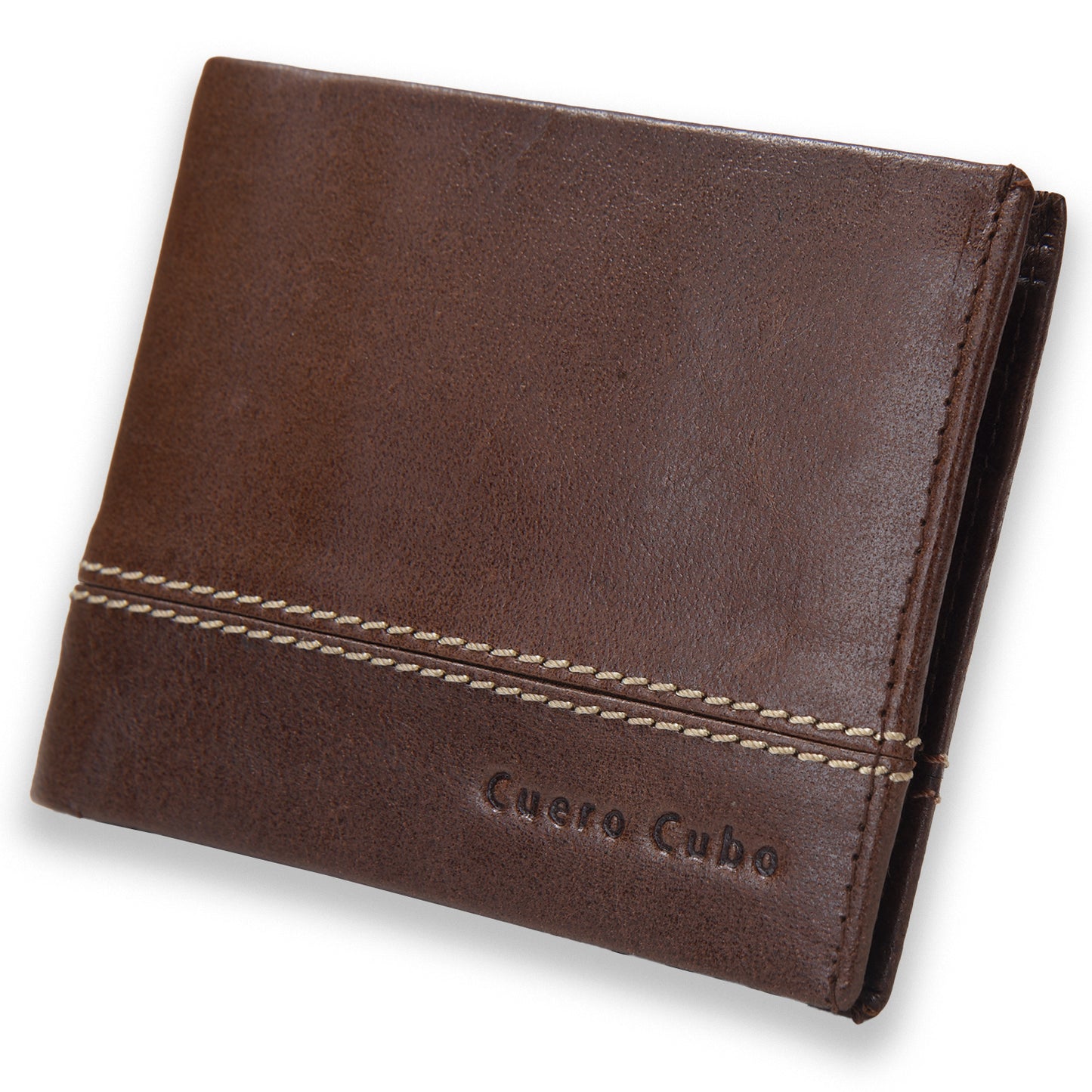 Cuero Cubo Men Tan (Dark Brown) Genuine Leather Wallet