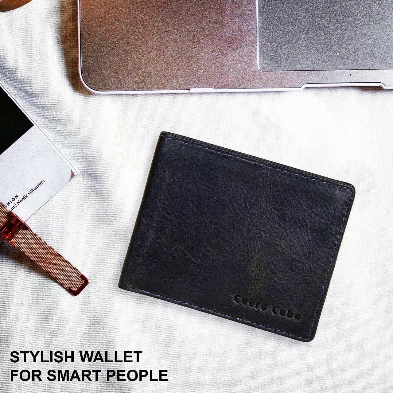 Cuero Cubo Men Formal,Casual,Evening/Party Black Genuine Leather Wallet