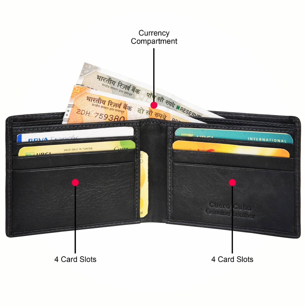 Cuero Cubo Men Formal,Casual,Evening/Party Black Genuine Leather Wallet