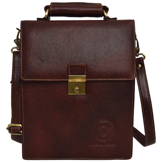 Cuero Cubo Unisex Genuine Leather Sling Bag (CC/SB/0001/Brown)