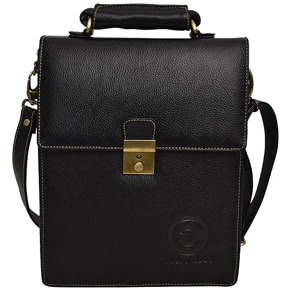 Cuero Cubo Unisex Genuine Leather Sling Bag (CC/SB/0001/Black)