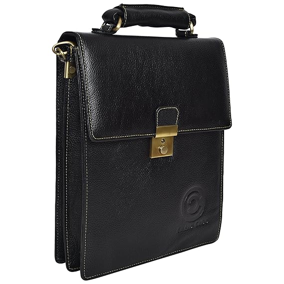 Cuero Cubo Unisex Genuine Leather Sling Bag (CC/SB/0001/Black)