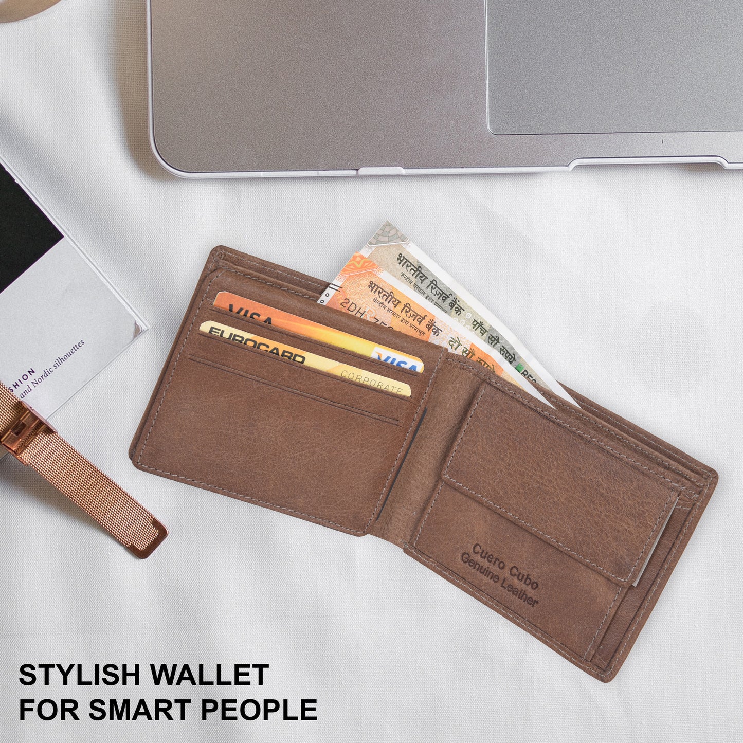 Cuero Cubo Men Brown Genuine Leather Wallet