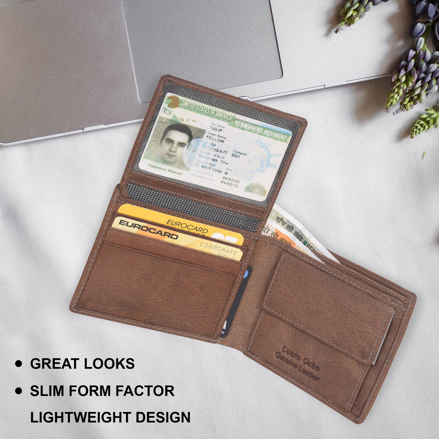 Cuero Cubo Men Brown Genuine Leather Wallet