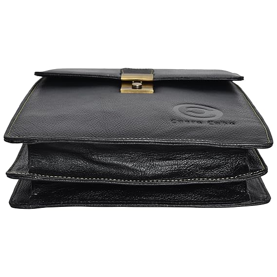 Cuero Cubo Unisex Genuine Leather Sling Bag (CC/SB/0001/Black)