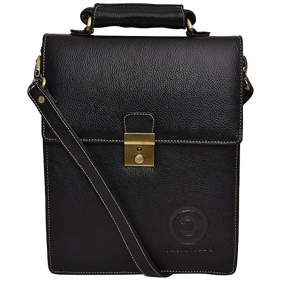 Cuero Cubo Unisex Genuine Leather Sling Bag (CC/SB/0001/Black)