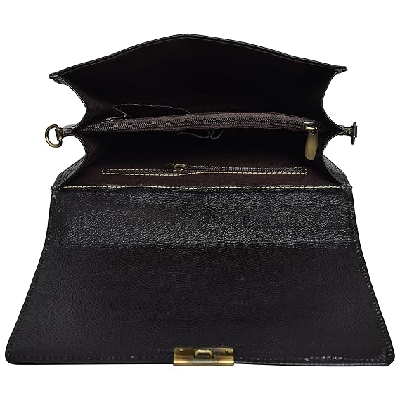 Cuero Cubo Unisex Genuine Leather Sling Bag (CC/SB/0001/Black)