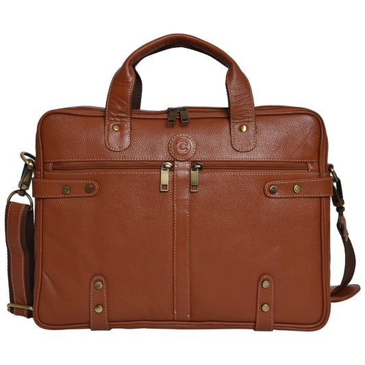 Cuero Cubo 14 Inch Laptop Bag Original Leather Waterproof Laptop Sleeve/Cover (Tan)