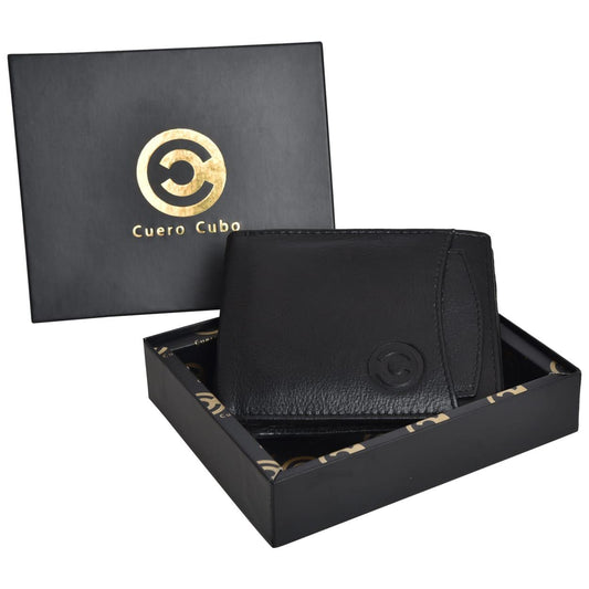 Cuero Cubo Men Black Genuine Leather Wallet