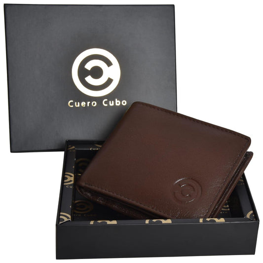 Cuero Cubo Men Trendy Brown Genuine Leather Wallet