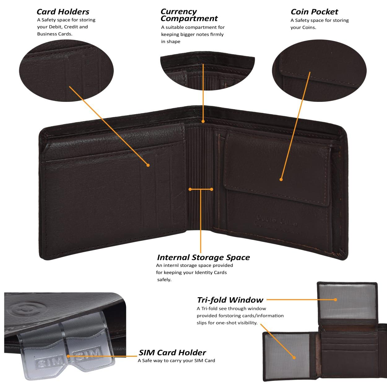 Cuero Cubo Men Formal, Casual, Ethnic, Evening/Party Brown Genuine Leather Wallet