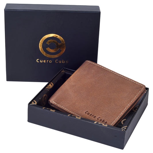 Cuero Cubo Men Brown Genuine Leather Wallet