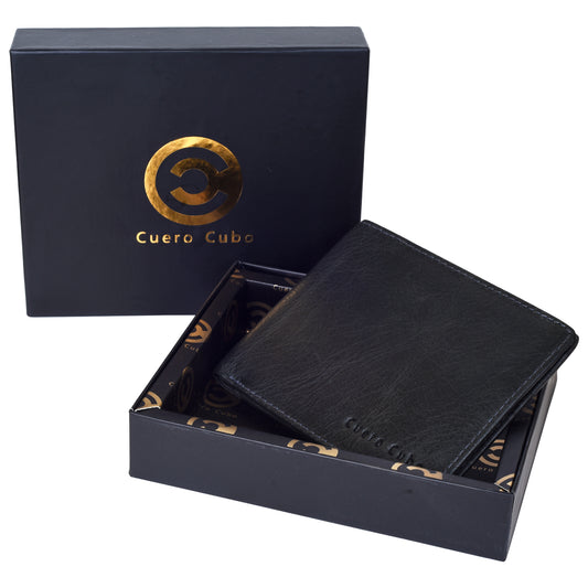 Cuero Cubo Men Formal,Casual,Evening/Party Black Genuine Leather Wallet