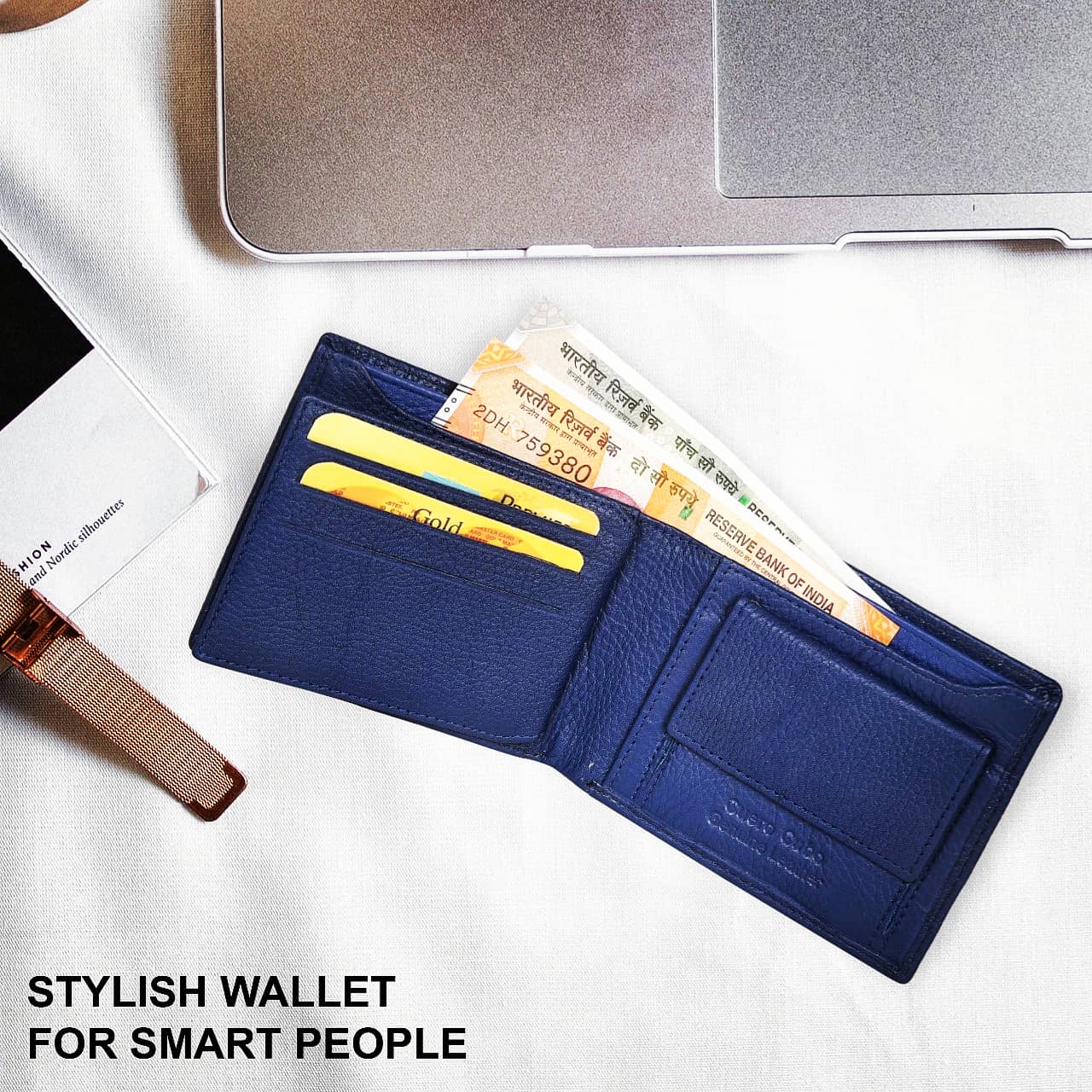 Cuero Cubo Men Formal, Casual, Ethnic, Evening/Party Blue Genuine Leather Wallet