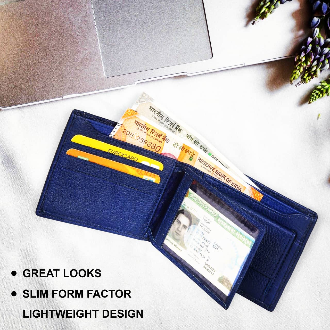 Cuero Cubo Men Formal, Casual, Ethnic, Evening/Party Blue Genuine Leather Wallet