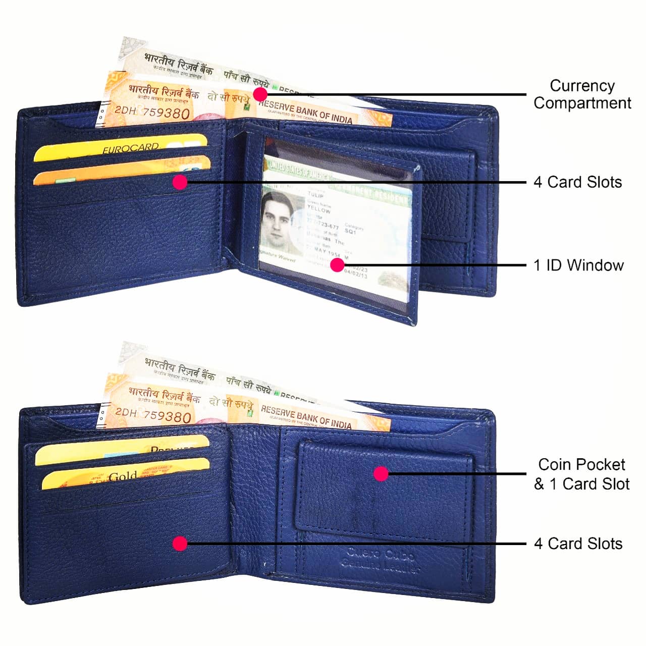 Cuero Cubo Men Formal, Casual, Ethnic, Evening/Party Blue Genuine Leather Wallet