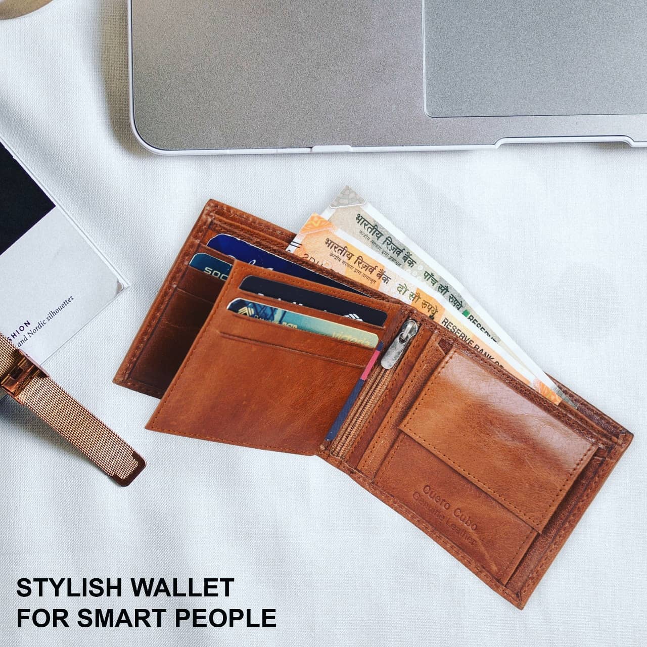 Cuero Cubo Men Formal, Casual, Ethnic, Brown Genuine Leather Wallet