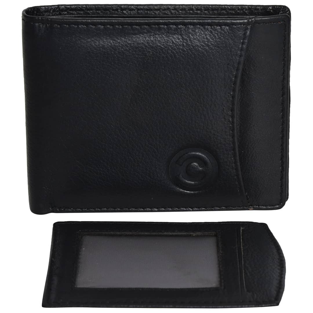 Cuero Cubo Men Black Genuine Leather Wallet